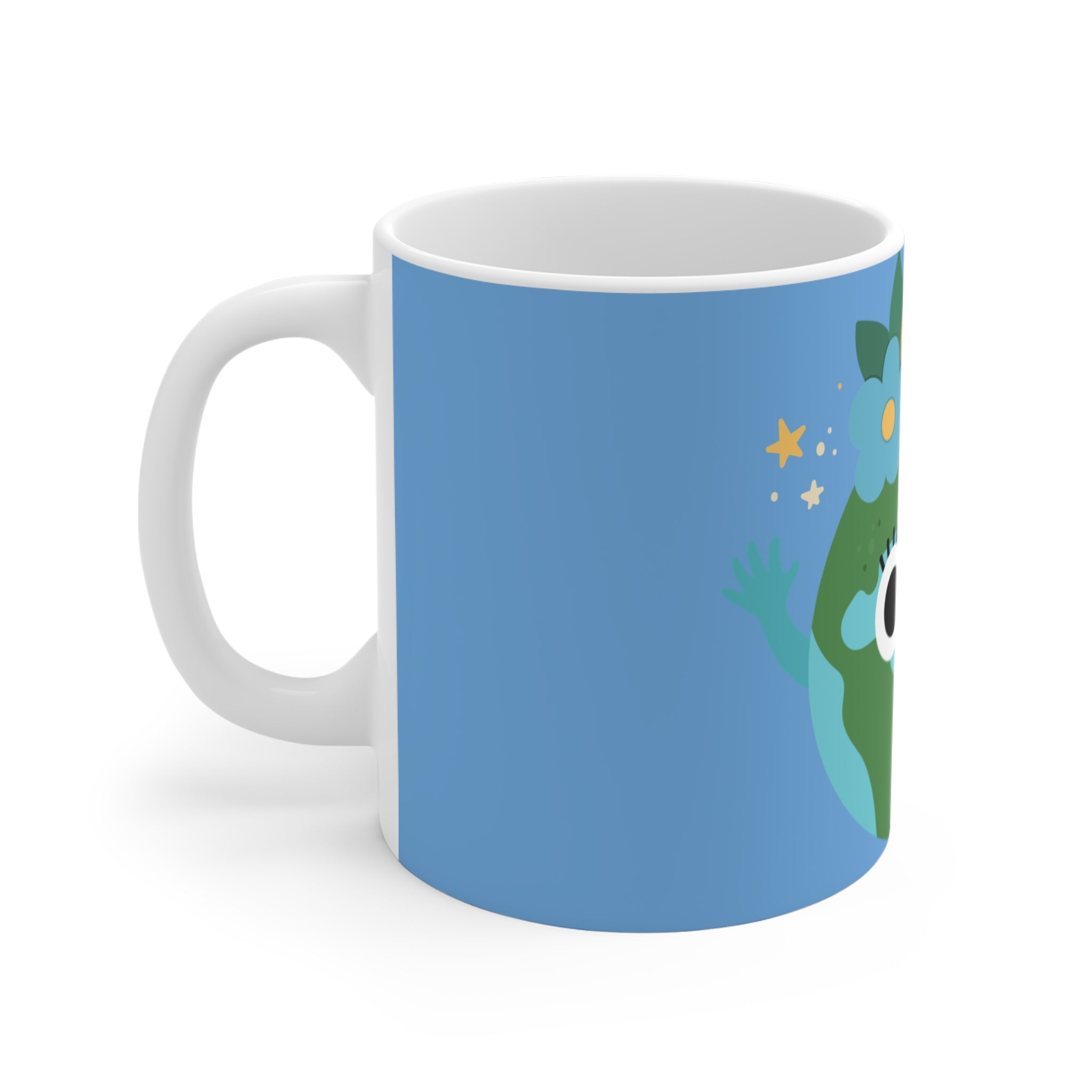 Cute Earth Floral Mug — 11oz Eco-Friendly Planet Lover Coffee Cup