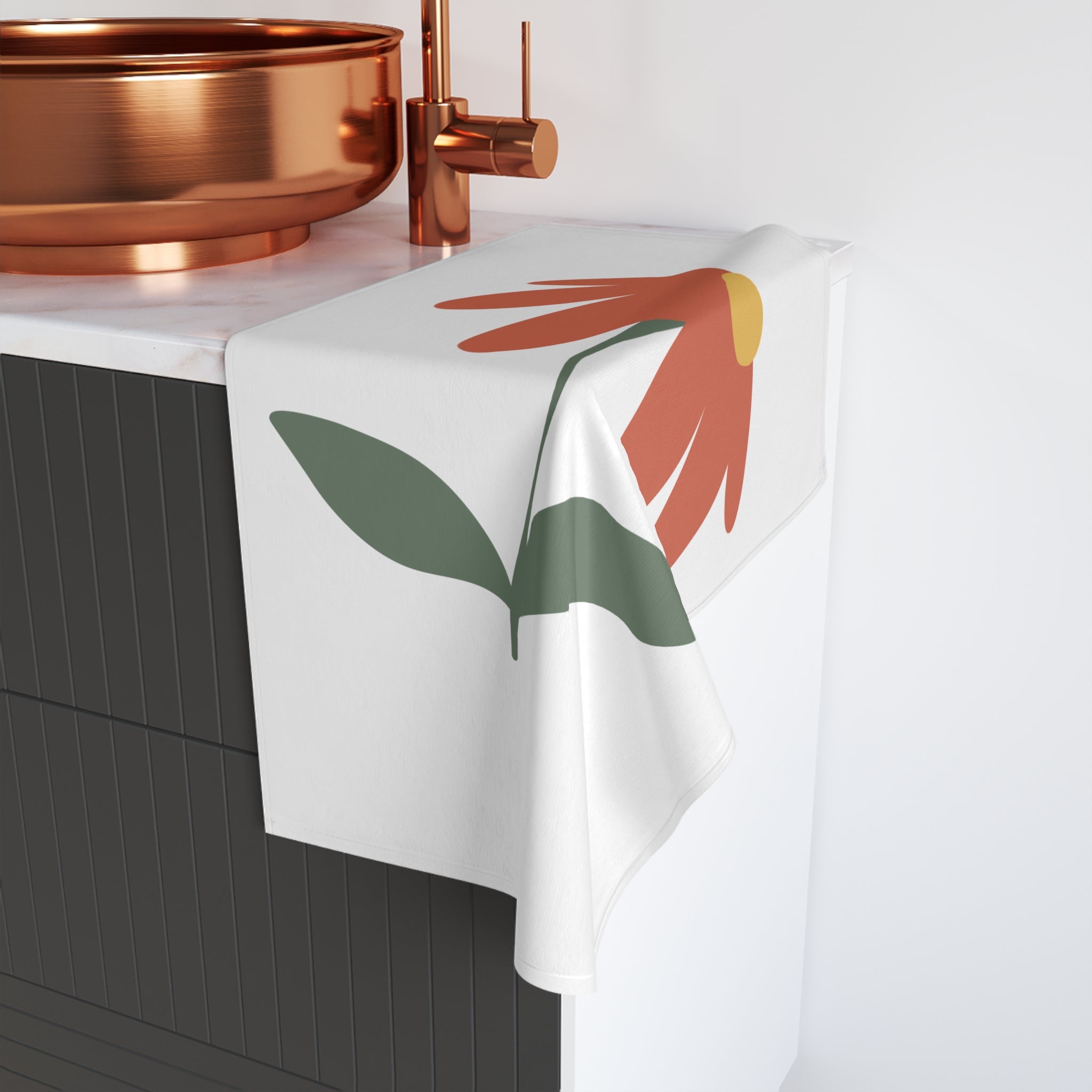 Floral Minimalist Hand Towel — Red Daisy Kitchen & Bath Accent